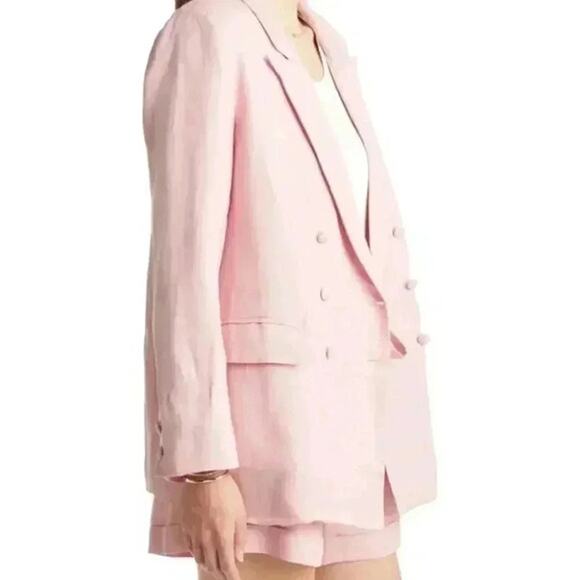 Vici Collection Women's Pink Linen Blend Double Breasted Blazer Coat Size Large - Picture 4 of 8